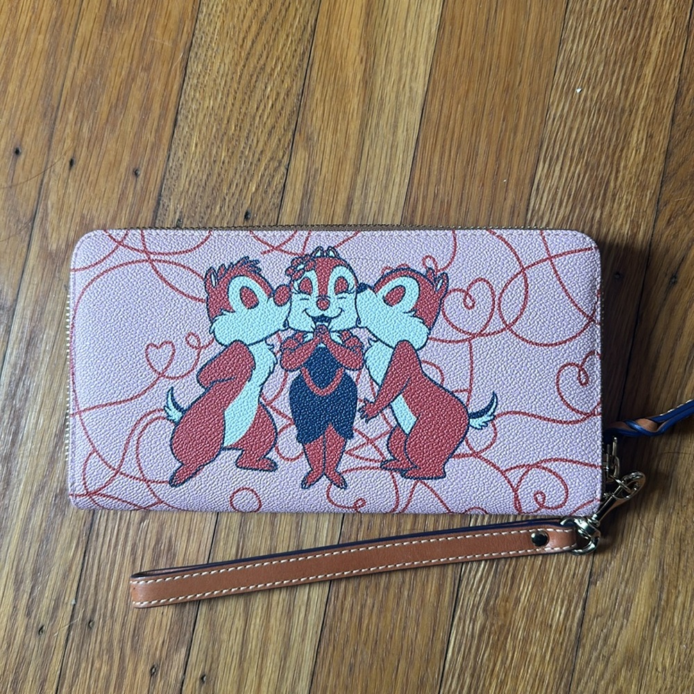 Dooney & Bourke Pink Disney Mickey & Minnie Zip Wristlet Wallet - Picture 2 of 5